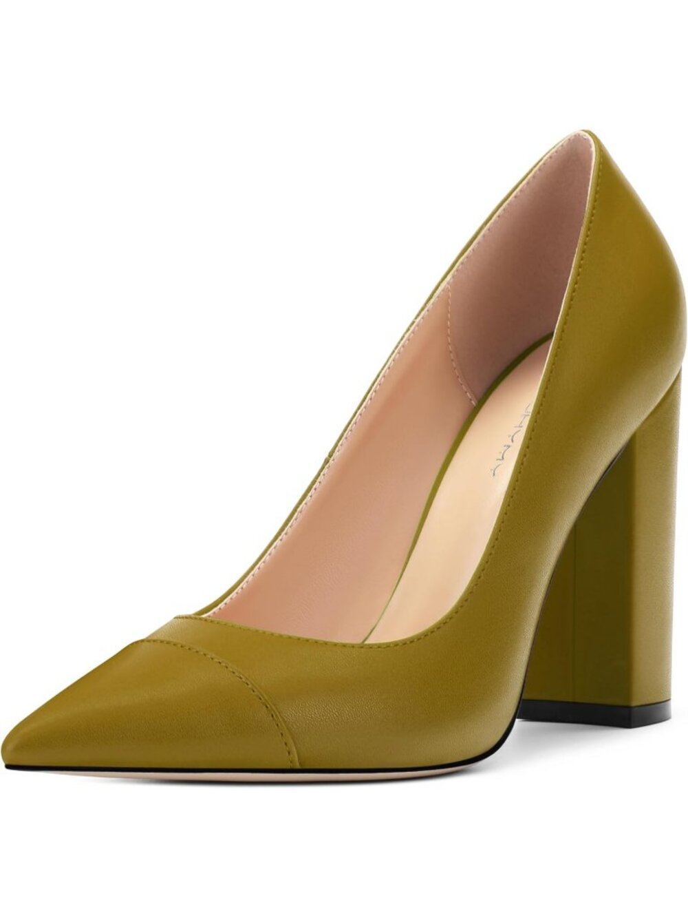 Women's Olive Matte Pointed Toe High Heels Slip On Pumps Street Banquet Shoes